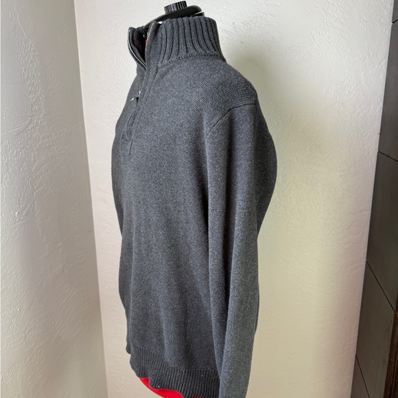 J.Crew Gray 1/2 Zip Mock Ribbed Neck 100% Cotton Sweater XL - Picture 4 of 7